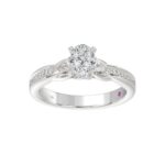 18K WHITE GOLD 1 1/4CT ROUND/PEAR/OVAL DIAMOND SEMI MOUNT LADIES RING (CENTER STONE OVAL DIAMOND 1.00CT) - Image 4