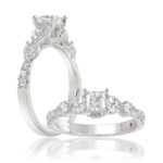 18K WHITE GOLD 1 1/4CT ROUND/PEAR/PRINCESS DIAMOND LADIES RING (CENTER STONE PRINCESS DIAMOND 1/2CT)