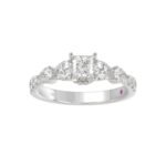 18K WHITE GOLD 1 1/4CT ROUND/PEAR/PRINCESS DIAMOND LADIES RING (CENTER STONE PRINCESS DIAMOND 1/2CT) - Image 4
