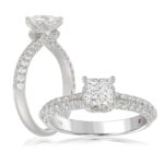 18K WHITE GOLD 1 1/4CT ROUND/PRINCESS DIAMOND LADIES RING (CENTER STONE PRINCESS DIAMOND 3/4CT)