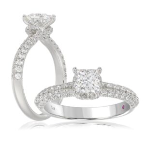 18K WHITE GOLD 1 1/4CT ROUND/PRINCESS DIAMOND LADIES RING (CENTER STONE PRINCESS DIAMOND 3/4CT)