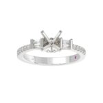 18K WHITE GOLD 1 1/4CT ROUND/PRINCESS/BAGUETTE DIAMOND SEMI MOUNT LADIES RING (CENTER STONE PRINCESS DIAMOND 1.00CT) - Image 2