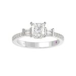 18K WHITE GOLD 1 1/4CT ROUND/PRINCESS/BAGUETTE DIAMOND SEMI MOUNT LADIES RING (CENTER STONE PRINCESS DIAMOND 1.00CT) - Image 4