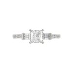 18K WHITE GOLD 1 1/4CT ROUND/PRINCESS/BAGUETTE DIAMOND SEMI MOUNT LADIES RING (CENTER STONE PRINCESS DIAMOND 1.00CT) - Image 7