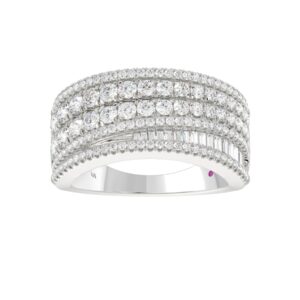 18K WHITE GOLD 1 3/4CT ROUND/BAGUETTE DIAMOND LADIES BAND