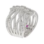 18K WHITE GOLD 1 3/4CT ROUND/BAGUETTE DIAMOND LADIES FASHION RING - Image 3