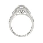 18K WHITE GOLD 1 3/4CT ROUND/BAGUETTE/EMERALD DIAMOND LADIES BRIDAL SET (CENTER STONE EMERALD DIAMOND 1.00CT) - Image 3