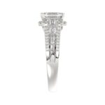 18K WHITE GOLD 1 3/4CT ROUND/BAGUETTE/EMERALD DIAMOND LADIES BRIDAL SET (CENTER STONE EMERALD DIAMOND 1.00CT) - Image 4