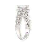 18K WHITE GOLD 1 3/4CT ROUND/BAGUETTE/EMERALD DIAMOND LADIES BRIDAL SET (CENTER STONE EMERALD DIAMOND 1.00CT) - Image 5