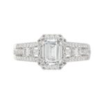 18K WHITE GOLD 1 3/4CT ROUND/BAGUETTE/EMERALD DIAMOND LADIES BRIDAL SET (CENTER STONE EMERALD DIAMOND 1.00CT) - Image 6