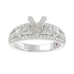 18K WHITE GOLD 1 3/4CT ROUND/EMERALD/BAGUETTE/PRINCESS DIAMOND SEMI MOUNT LADIES RING  (CENTER STONE PRINCESS DIAMOND 1.00CT) - Image 2