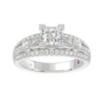 18K WHITE GOLD 1 3/4CT ROUND/EMERALD/BAGUETTE/PRINCESS DIAMOND SEMI MOUNT LADIES RING  (CENTER STONE PRINCESS DIAMOND 1.00CT) - Image 4