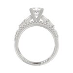 18K WHITE GOLD 1 3/4CT ROUND/EMERALD/BAGUETTE/PRINCESS DIAMOND SEMI MOUNT LADIES RING  (CENTER STONE PRINCESS DIAMOND 1.00CT) - Image 5