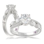 18K WHITE GOLD 1 3/4CT ROUND/MARQUISE DIAMOND LADIES SEMI MOUNT RING(CENTER STONE MOUNT ROUND DIAMOND 1CT)