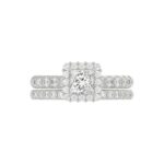 18K WHITE GOLD 1 5/8CT ROUND/PRINCESS DIAMOND LADIES BRIDAL SET(CENTER STONE PRINCESS DIAMOND 3/4CT) - Image 4