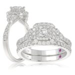 18K WHITE GOLD 1 5/8CT ROUND/PRINCESS DIAMOND LADIES RING(CENTER STONE PRINCESS DIAMOND 1/2CT)