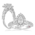 18K WHITE GOLD 1.00CT ROUND DIAMOND SEMI MOUNT LADIES RING (CENTER STONE PEAR DIAMOND 1.00CT)
