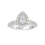 18K WHITE GOLD 1.00CT ROUND DIAMOND SEMI MOUNT LADIES RING (CENTER STONE PEAR DIAMOND 1.00CT) - Image 2