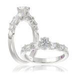 18K WHITE GOLD 1.00CT ROUND/EMERALD/OVAL DIAMOND LADIES RING (CENTER STONE OVAL DIAMOND 1/3CT)