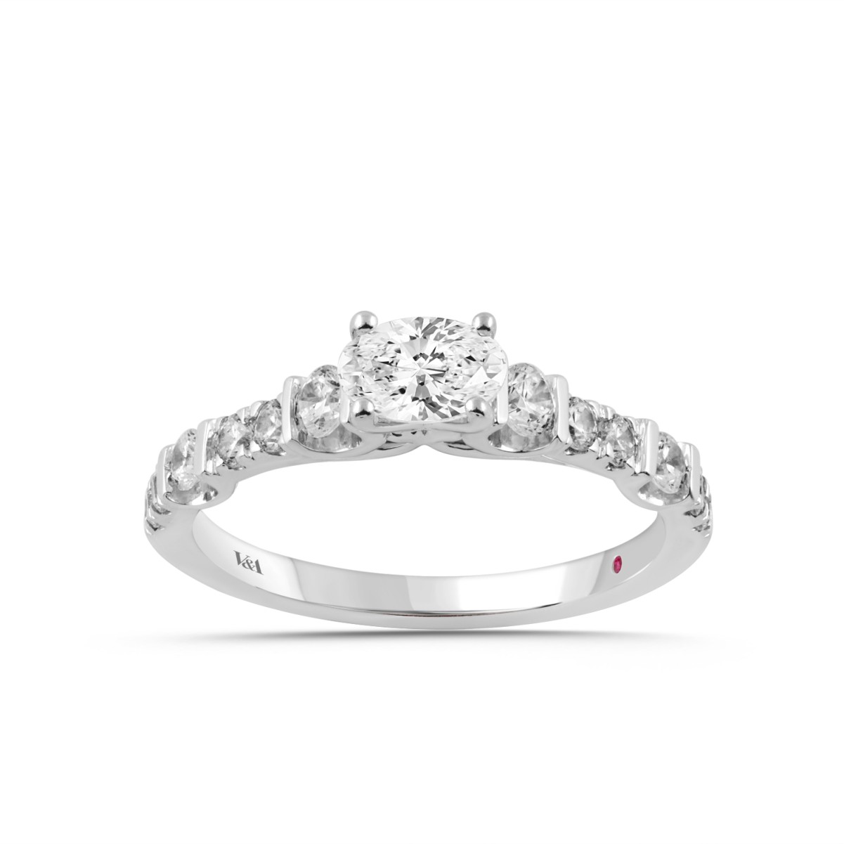 19176484_VA30314W-1201x1201.jpg 18K WHITE GOLD 1.00CT ROUND/OVAL DIAMOND LADIES RING (CENTER STONE OVAL DIAMOND 1/2CT) - Image 1