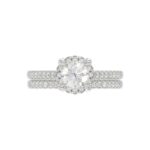 18K WHITE GOLD 1/2CT ROUND DIAMOND LADIES BRIDAL SET(CENTER STONE ROUND DIAMOND 1CT) - Image 4