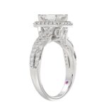 18K WHITE GOLD 1/2CT ROUND DIAMOND LADIES SEMI MOUNT RING(CENTER STONE MOUNT EMERALD DIAMOND 1CT) - Image 3