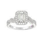 18K WHITE GOLD 1/2CT ROUND DIAMOND LADIES SEMI MOUNT RING(CENTER STONE MOUNT EMERALD DIAMOND 1CT) - Image 4