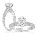 18K WHITE GOLD 1/2CT ROUND DIAMOND LADIES SEMI MOUNT RING(CENTER STONE MOUNT OVAL DIAMOND 1CT)
