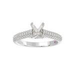 18K WHITE GOLD 1/2CT ROUND DIAMOND LADIES SEMI MOUNT RING(CENTER STONE MOUNT OVAL DIAMOND 1CT) - Image 2