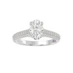 18K WHITE GOLD 1/2CT ROUND DIAMOND LADIES SEMI MOUNT RING(CENTER STONE MOUNT OVAL DIAMOND 1CT) - Image 4