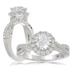 18K WHITE GOLD 1/2CT ROUND DIAMOND LADIES SEMI MOUNT RING(CENTER STONE MOUNT ROUND DIAMOND 1CT)
