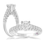 18K WHITE GOLD 1/2CT ROUND DIAMOND LADIES SEMI MOUNT RING(CENTER STONE MOUNT ROUND DIAMOND 1CT)