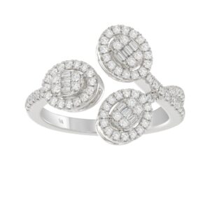 18K WHITE GOLD 1/2CT ROUND/BAGUETTE DIAMOND LADIES FASHION RING