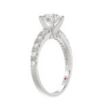 18K WHITE GOLD 1/2CT ROUND/BAGUETTE DIAMOND LADIES RING(CENTER STONE MOUNT ROUND DIAMOND 1CT) - Image 2