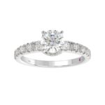 18K WHITE GOLD 1/2CT ROUND/BAGUETTE DIAMOND LADIES RING(CENTER STONE MOUNT ROUND DIAMOND 1CT) - Image 3