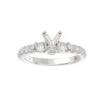 18K WHITE GOLD 1/2CT ROUND/BAGUETTE DIAMOND LADIES SEMI MOUNT RING(CENTER STONE MOUNT OVAL DIAMOND 1CT) - Image 2