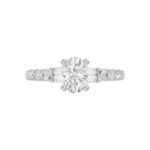 18K WHITE GOLD 1/2CT ROUND/BAGUETTE DIAMOND LADIES SEMI MOUNT RING(CENTER STONE MOUNT OVAL DIAMOND 1CT) - Image 7