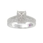 18K WHITE GOLD 1/2CT ROUND/BAGUETTE/EMERALD DIAMOND LADIES RING(CENTER STONE MOUNT EMERALD DIAMOND 1 1/2CT) - Image 2