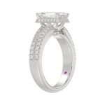 18K WHITE GOLD 1/2CT ROUND/BAGUETTE/EMERALD DIAMOND LADIES RING(CENTER STONE MOUNT EMERALD DIAMOND 1 1/2CT) - Image 3