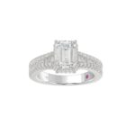 18K WHITE GOLD 1/2CT ROUND/BAGUETTE/EMERALD DIAMOND LADIES RING(CENTER STONE MOUNT EMERALD DIAMOND 1 1/2CT) - Image 4