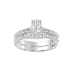 18K WHITE GOLD 1/2CT ROUND/BAGUETTE/OVAL DIAMOND LADIES BRIDAL SET(CENTER STONE OVAL DIAMOND 3/4CT) - Image 6