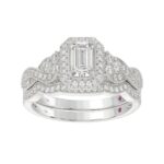 18K WHITE GOLD 1/2CT ROUND/EMERALD DIAMOND LADIES BRIDAL SET(CENTER STONE EMERALD DIAMOND 1/2CT) - Image 6