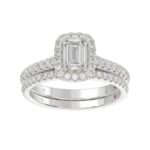18K WHITE GOLD 1/2CT ROUND/EMERALD DIAMOND LADIES BRIDAL SET(CENTER STONE EMERALD DIAMOND 3/4CT) - Image 2