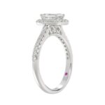 18K WHITE GOLD 1/2CT ROUND/EMERALD DIAMOND LADIES BRIDAL SET(CENTER STONE EMERALD DIAMOND 3/4CT) - Image 3