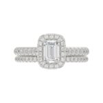 18K WHITE GOLD 1/2CT ROUND/EMERALD DIAMOND LADIES BRIDAL SET(CENTER STONE EMERALD DIAMOND 3/4CT) - Image 4