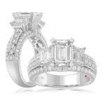 18K WHITE GOLD 1/2CT ROUND/EMERALD DIAMOND LADIES RING(CENTER STONE MOUNT EMERALD DIAMOND 2CT)