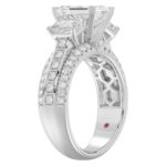 18K WHITE GOLD 1/2CT ROUND/EMERALD DIAMOND LADIES RING(CENTER STONE MOUNT EMERALD DIAMOND 2CT) - Image 3