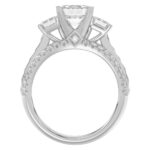 18K WHITE GOLD 1/2CT ROUND/EMERALD DIAMOND LADIES RING(CENTER STONE MOUNT EMERALD DIAMOND 2CT) - Image 5