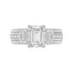 18K WHITE GOLD 1/2CT ROUND/EMERALD DIAMOND LADIES RING(CENTER STONE MOUNT EMERALD DIAMOND 2CT) - Image 7