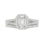 18K WHITE GOLD 1/2CT ROUND/EMERALD DIAMOND LADIES SEMI MOUNT BRIDAL SET(CENTER STONE MOUNT EMERALD DIAMOND 1CT) - Image 7